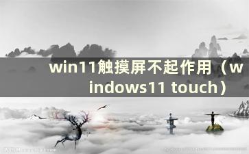 win11触摸屏不起作用（windows11 touch）